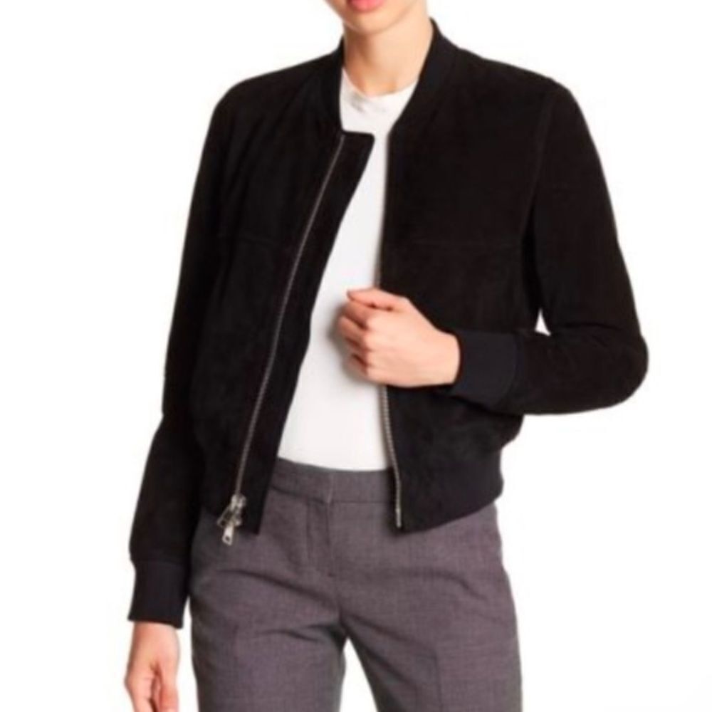 THEORY Daryette Suede Bomber Black Jacket NWT